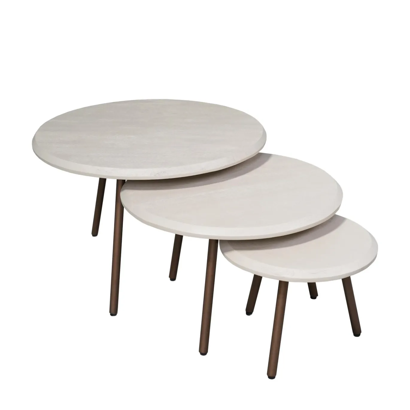 StarFurn Salontafel Ohio Zand Mangohout Set van 3 Ø70cm