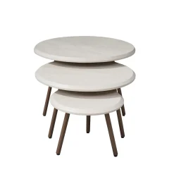 StarFurn Salontafel Ohio Zand Mangohout Set van 3 Ø70cm