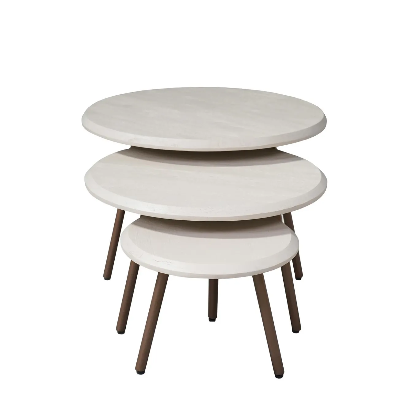 StarFurn Salontafel Ohio Zand Mangohout Set van 3 Ø70cm