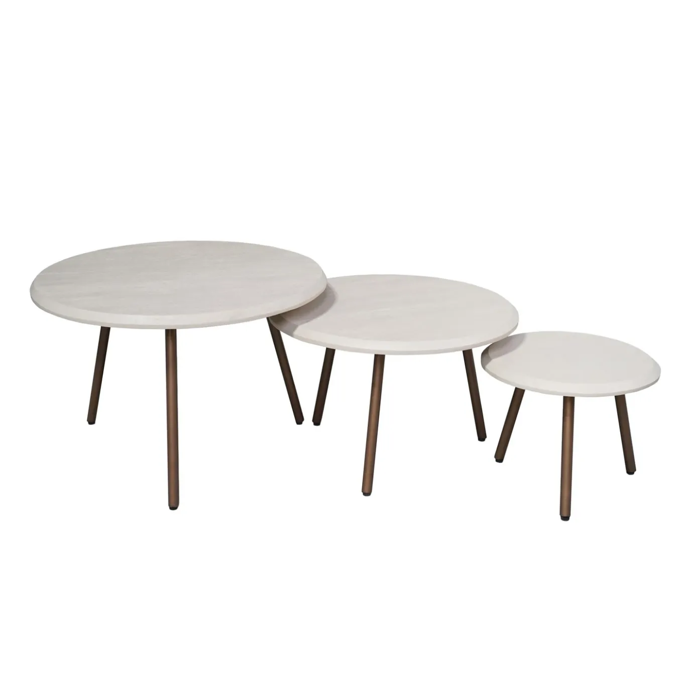 StarFurn Salontafel Ohio Zand Mangohout Set van 3 Ø70cm