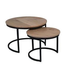 StarFurn Salontafel Otik Naturel Eiken 70cm set van 2