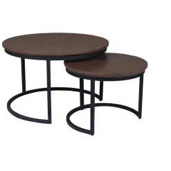 StarFurn Salontafel Otik Walnoot Eiken 70cm set van 2