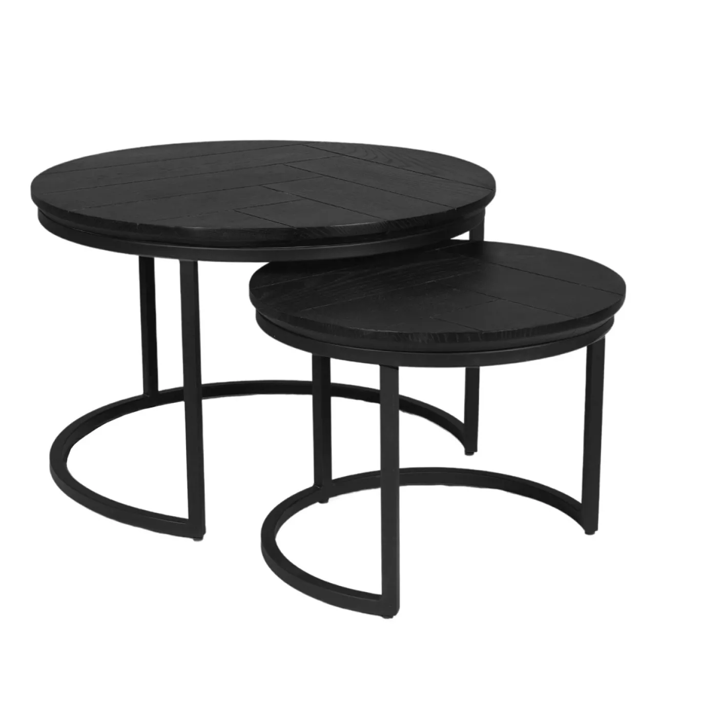 StarFurn Salontafel Otik Zwart Eiken 70cm set van 2