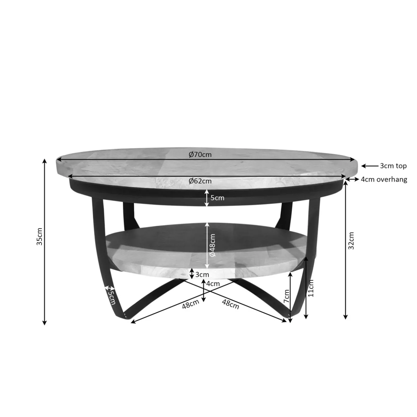 Starfurn Salontafel Paras 70cm Naturel Mangohout