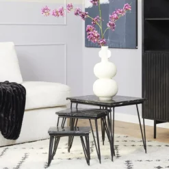 StarFurn Salontafel Set Jala Zwart Marmer 50cm