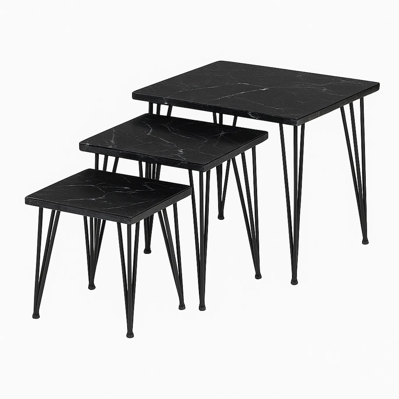 StarFurn Salontafel Set Jala Zwart Marmer 50cm