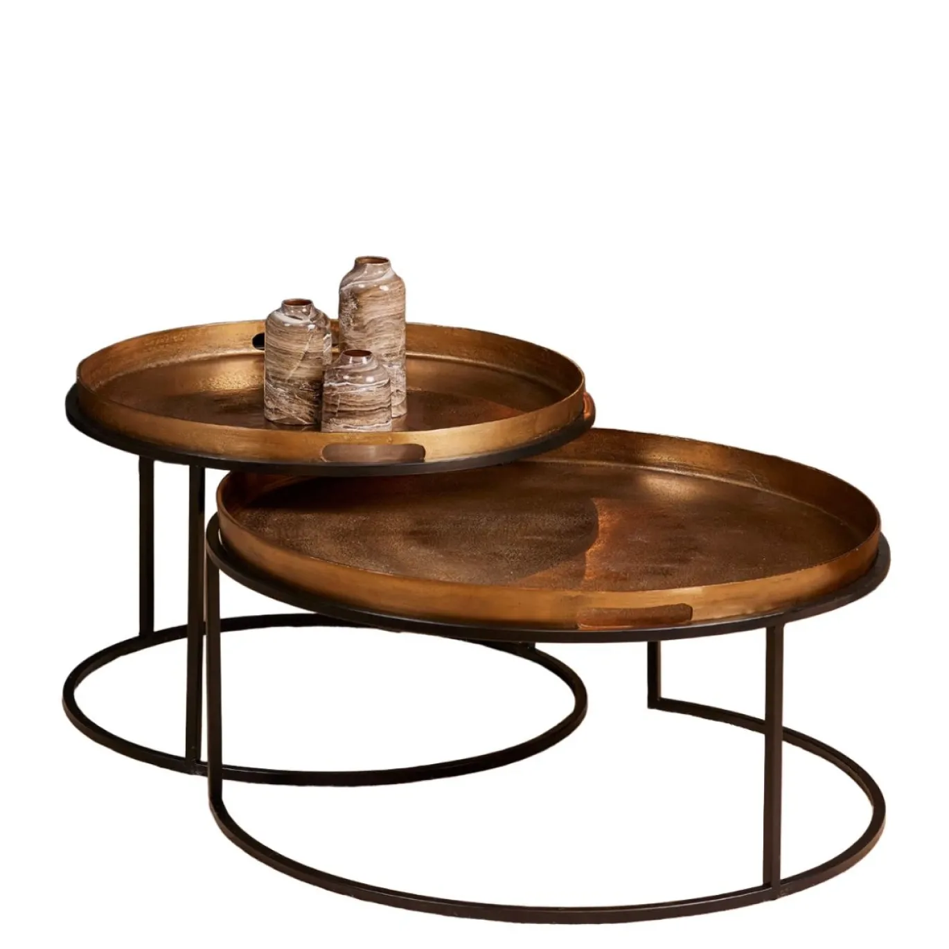 StarFurn Salontafel Set van 2 Puck Rond Goud