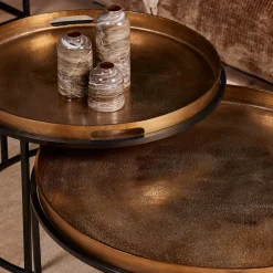 StarFurn Salontafel Set van 2 Puck Rond Goud