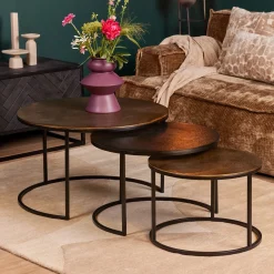 StarFurn Salontafel Set van 3 Xaro Rond Goud