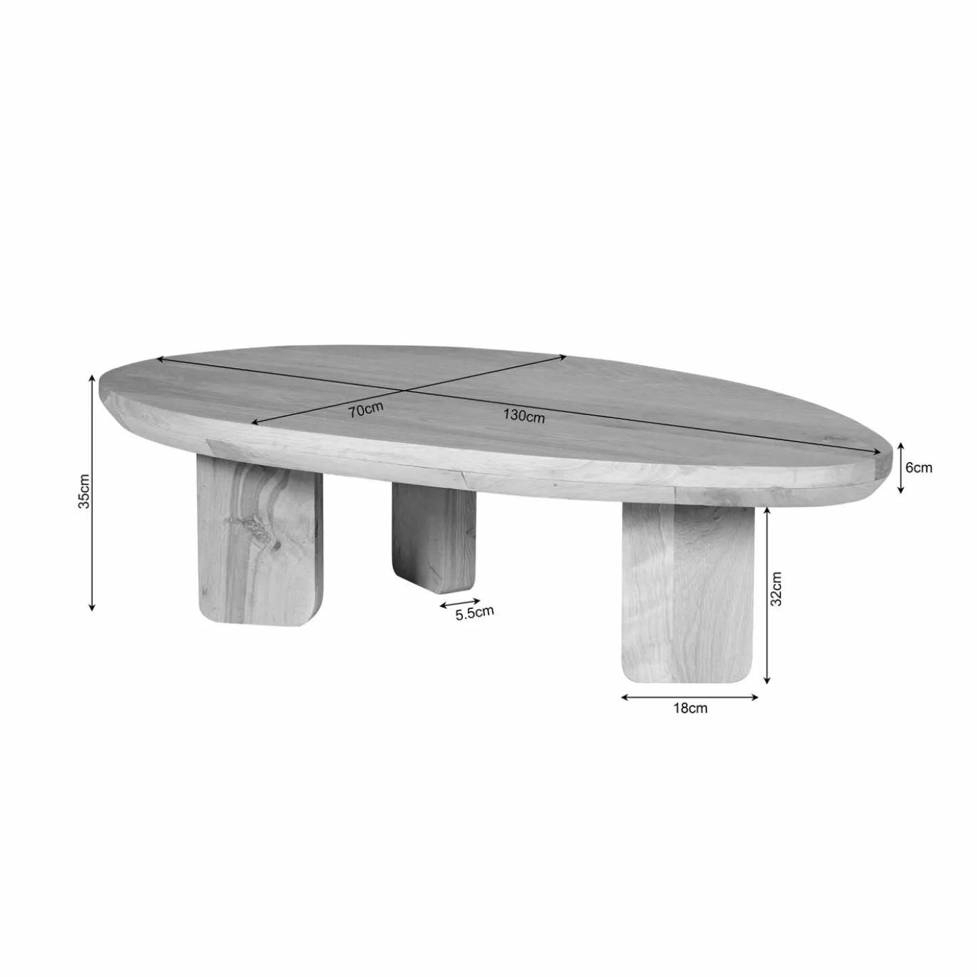 StarFurn Salontafel Zillah 130cm Naturel Eiken