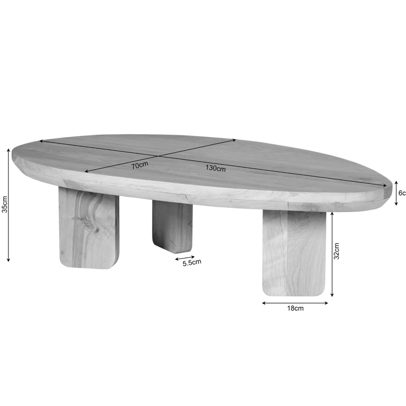 StarFurn Salontafel Zillah 130cm Eiken Bruin