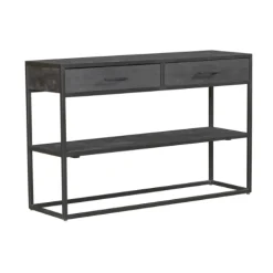 StarFurn Sidetable New York Mangohout Zwart 2 Lades
