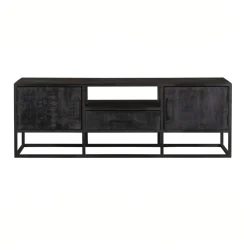 StarFurn Tv-Meubel Denver Zwart Mangohout en Staal 145cm