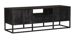 StarFurn Tv-Meubel Denver Zwart Mangohout en Staal 145cm