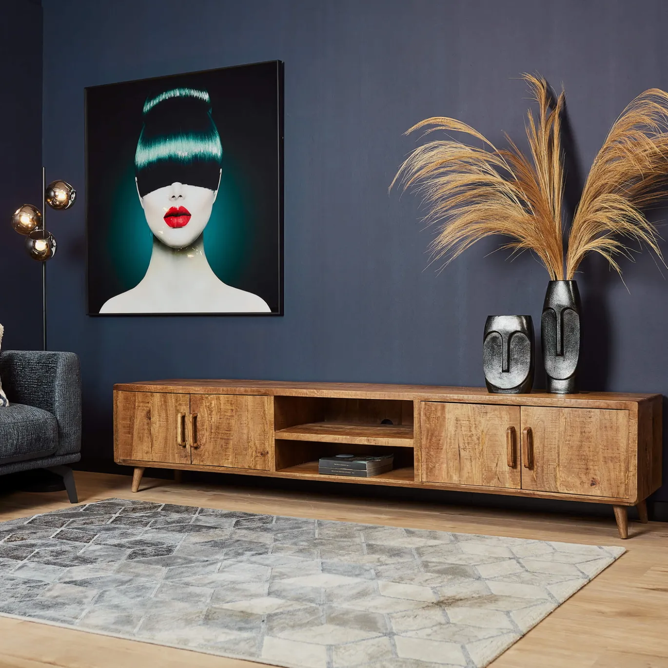 StarFurn Tv-Meubel Omaha Mangohout Naturel 240cm