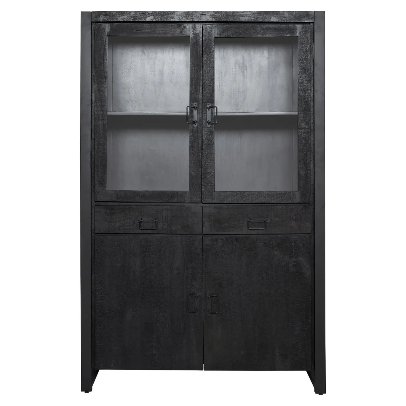StarFurn Vitrinekast Boaz Zwart Mangohout 115cm