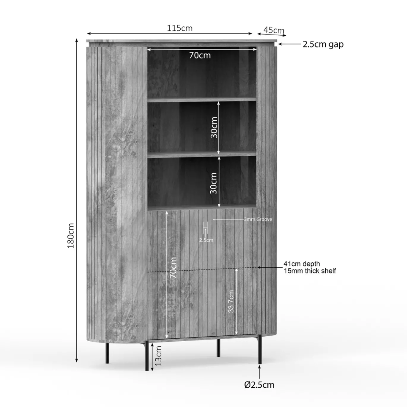 StarFurn Wandkast Solana 115cm Taupe