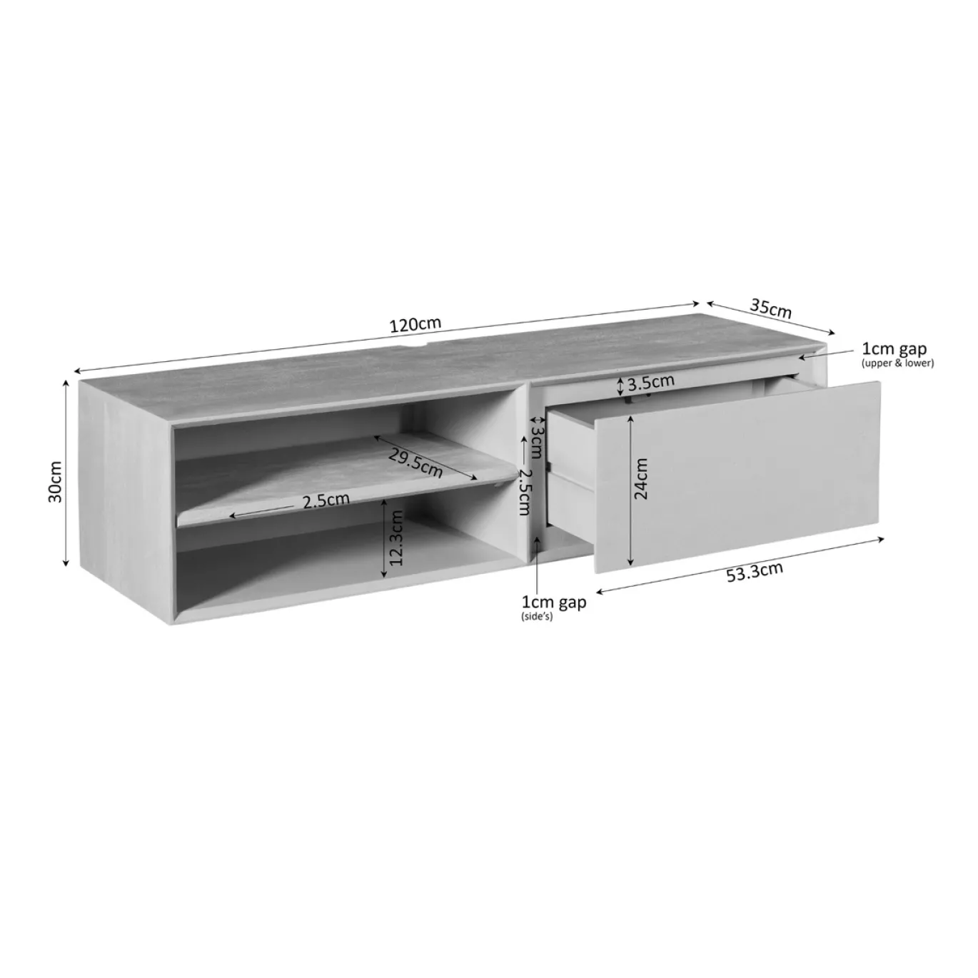 Starfurn Zwevend Tv-meubel Ambiance Naturel 120cm