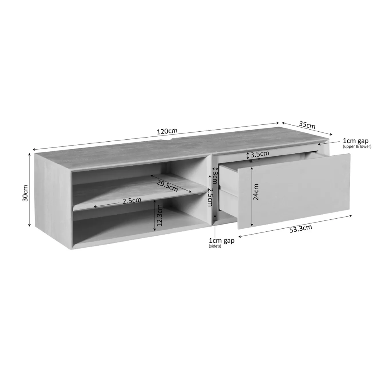 Starfurn Zwevend Tv-meubel Ambiance Zwart 120cm