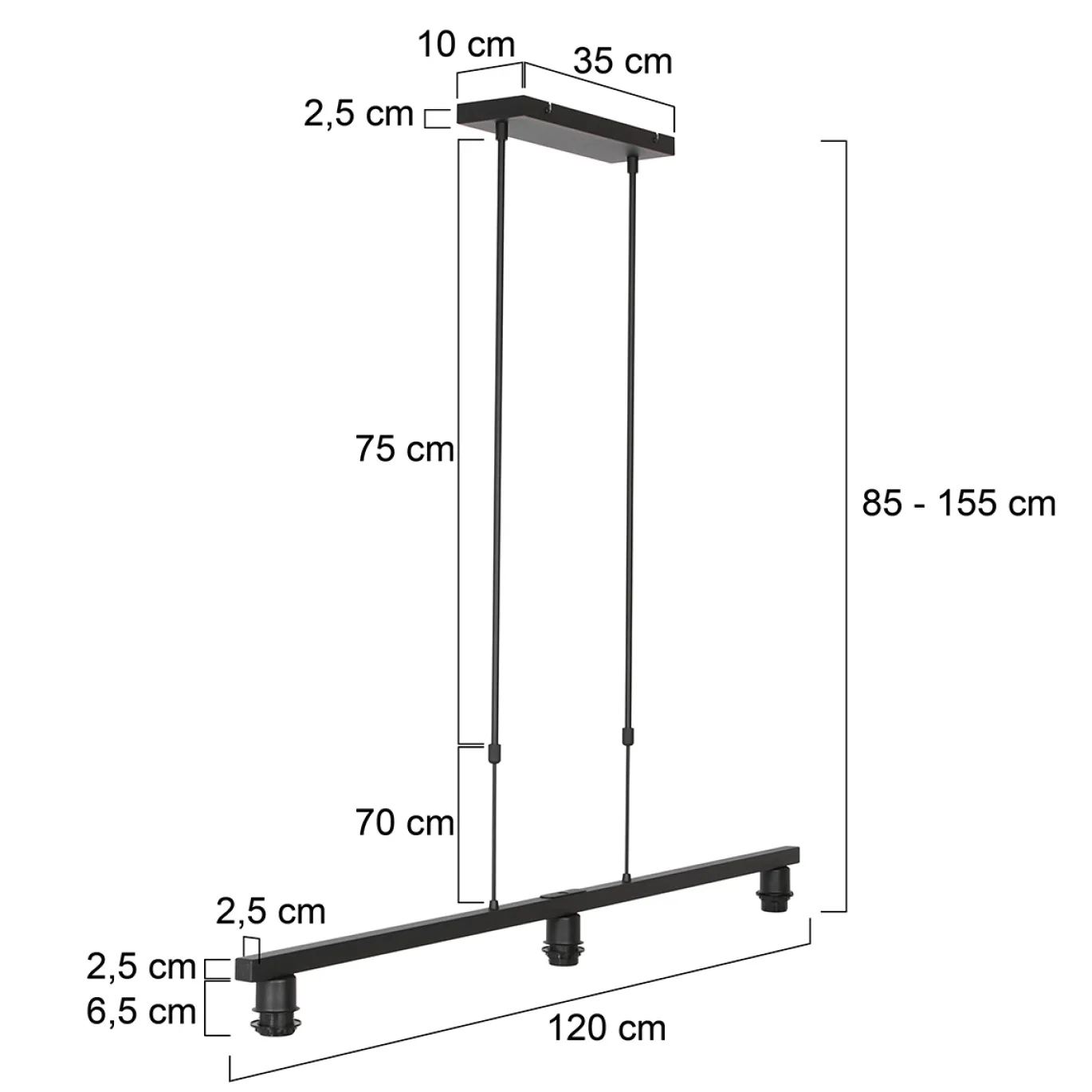 Steinhauer Armatuur Stang 3-Lichts Zwart