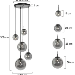 Steinhauer Bollique Hanglamp Smoke mirror 5-lichts 350cm