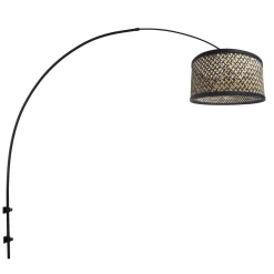 Steinhauer Boog Wandlamp Sparkled Light Zwart Bamboe Naturel/Zwart