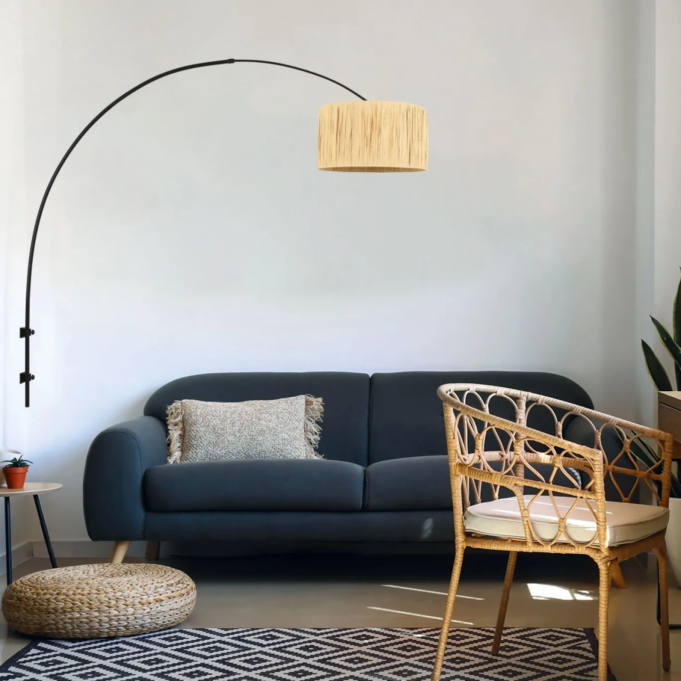 Steinhauer Boog Wandlamp Sparkled Light Zwart Gras Naturel