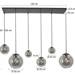 Steinhauer Hanglamp Bollique 6-Lichts Zwart