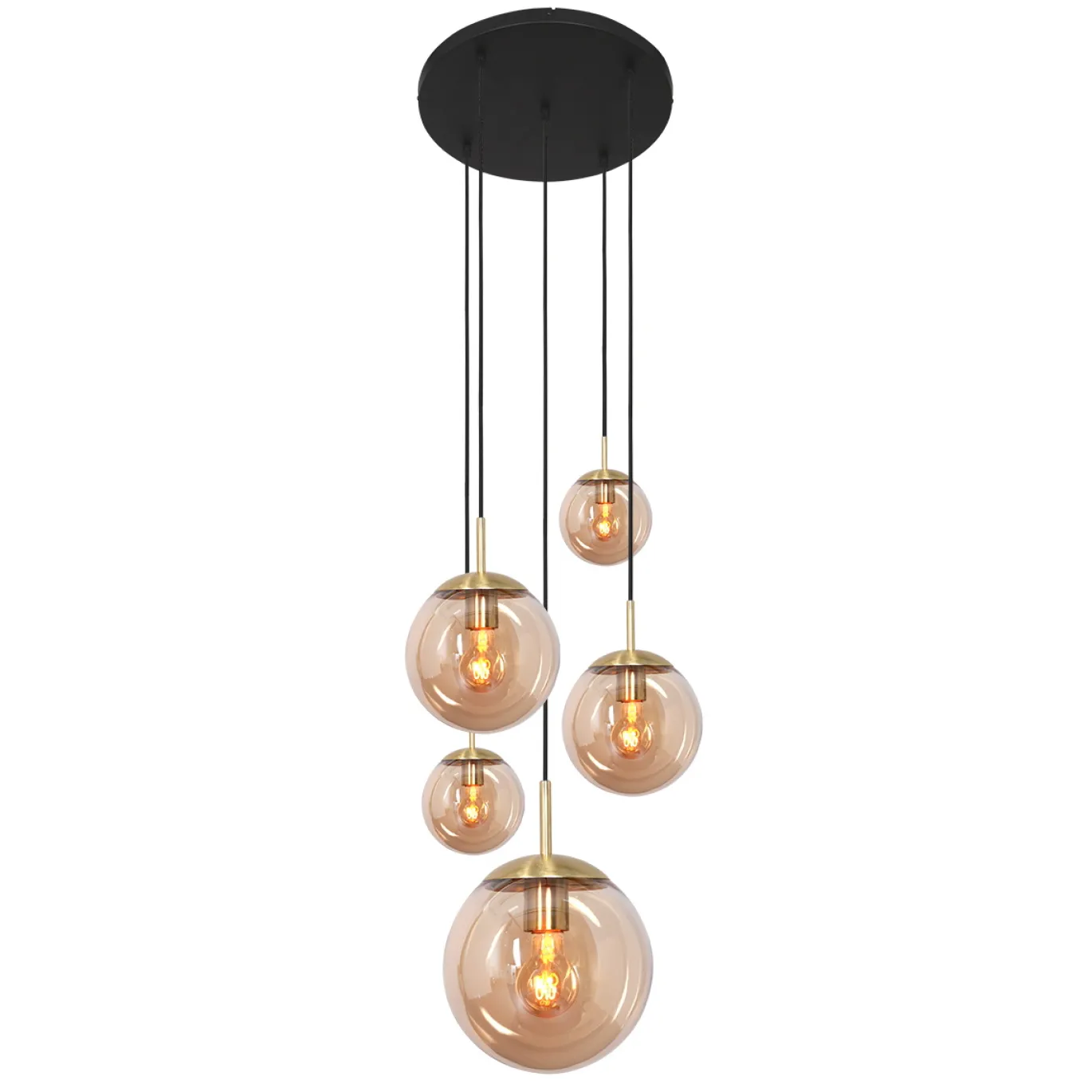 Steinhauer Hanglamp Bollique Getrapt 5-Lichts Messing