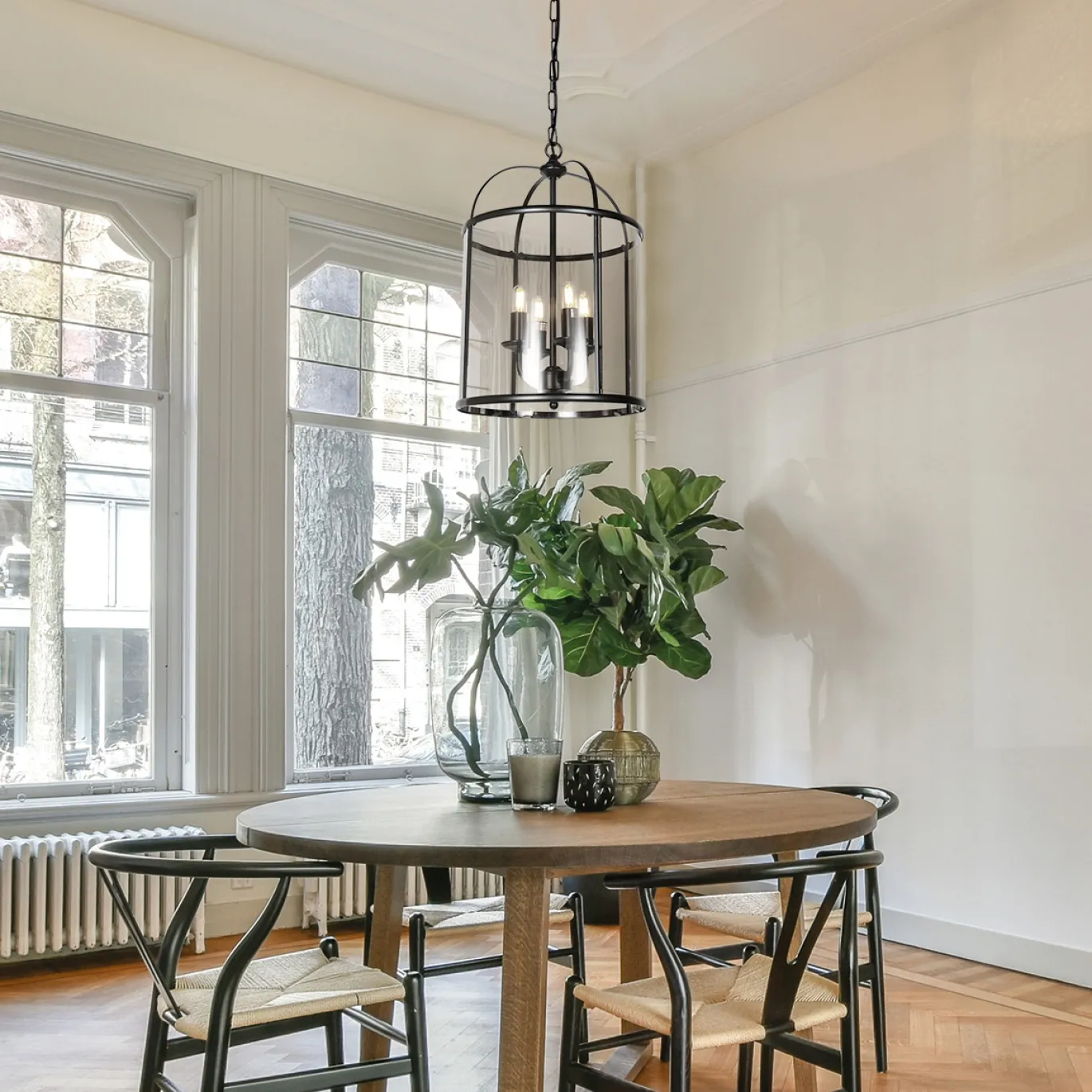 Steinhauer Hanglamp Pimpernel 4-Lichts Zwart