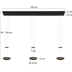 Steinhauer Hanglamp Piola 3-Lichts Zwart