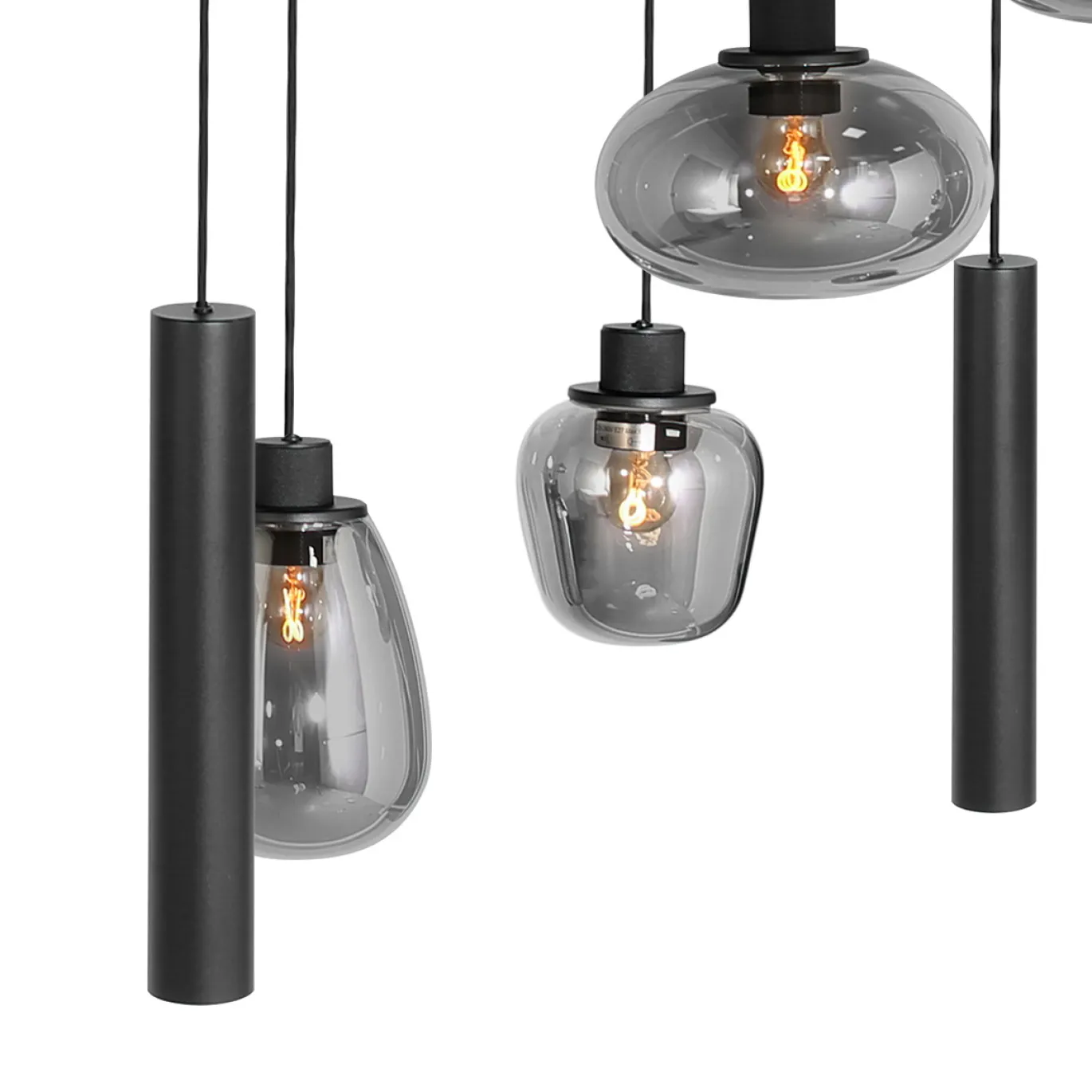 Steinhauer Hanglamp Reflexion met Lichtkokers 9-Lichts Zwart