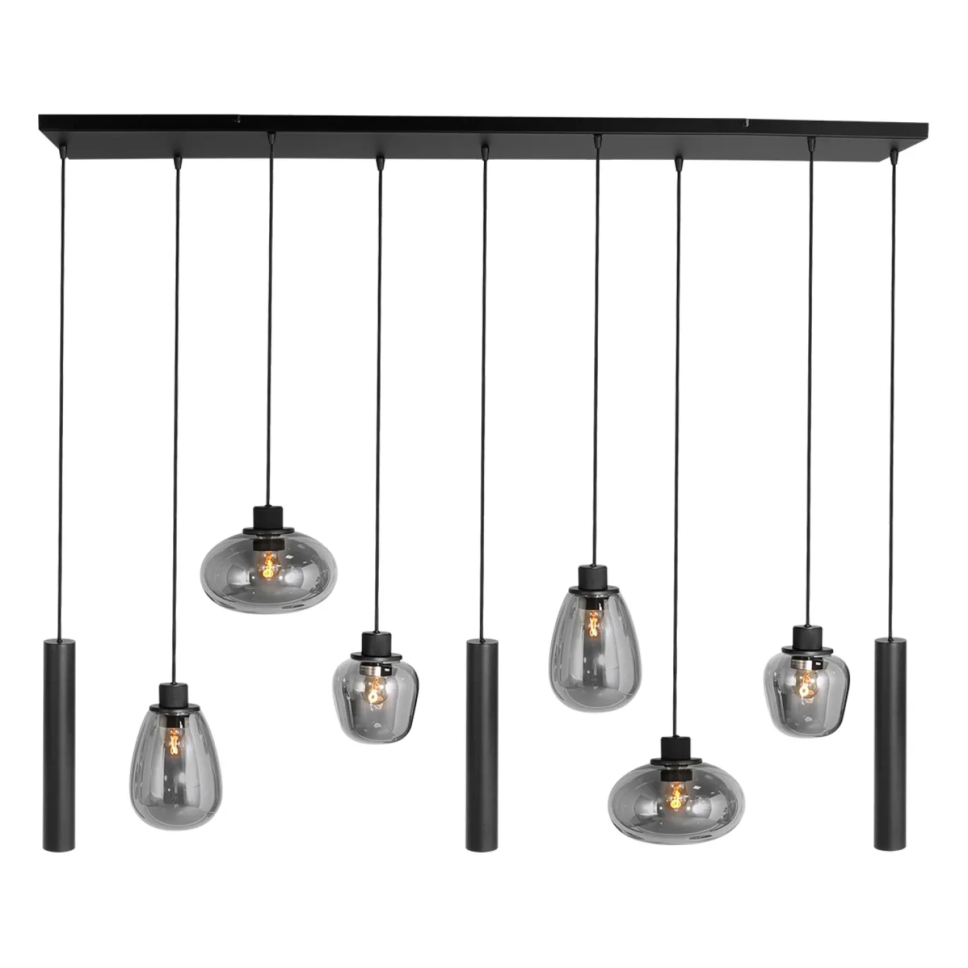 Steinhauer Hanglamp Reflexion met Lichtkokers 9-Lichts Zwart
