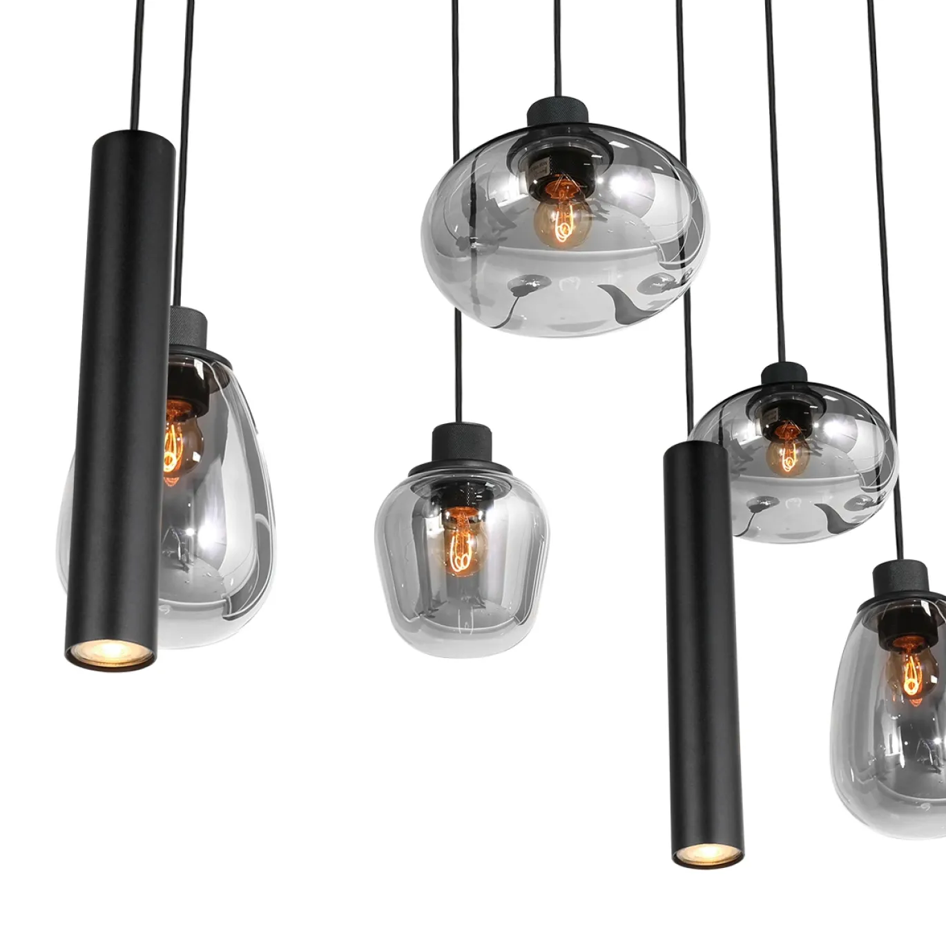 Steinhauer Hanglamp Reflexion met Lichtkokers 9-Lichts Zwart