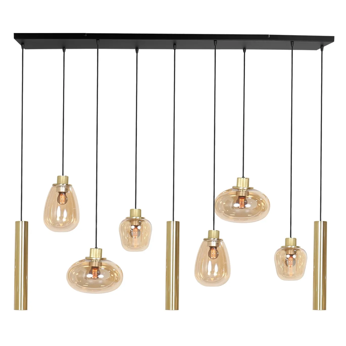 Steinhauer Hanglamp Reflexion met Lichtkokers 9-Lichts Messing