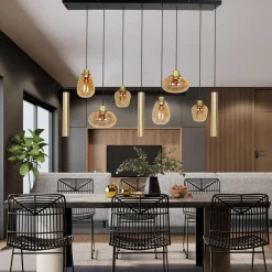 Steinhauer Hanglamp Reflexion met Lichtkokers 9-Lichts Messing