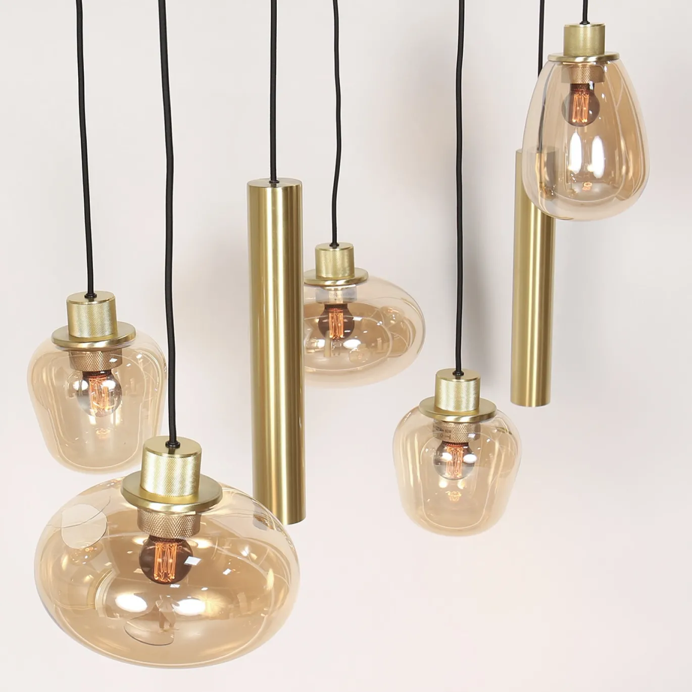 Steinhauer Hanglamp Reflexion met Lichtkokers 9-Lichts Messing