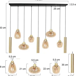 Steinhauer Hanglamp Reflexion met Lichtkokers 9-Lichts Messing