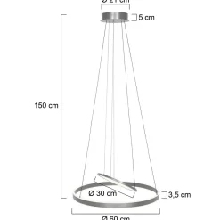 Steinhauer Hanglamp Ringlux met Binnenplaat Grijs Ø60cm