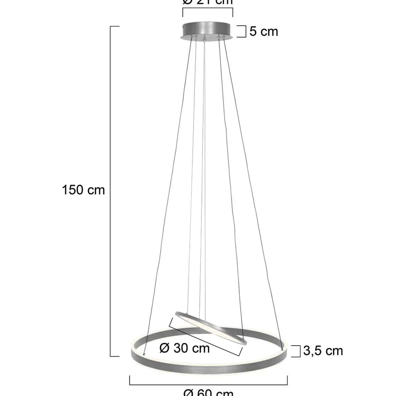 Steinhauer Hanglamp Ringlux met Binnenplaat Grijs Ø60cm