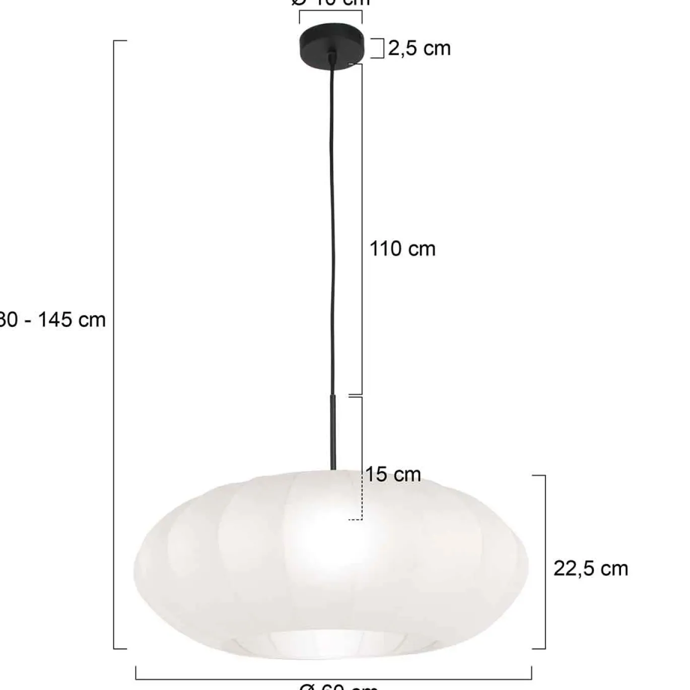 Steinhauer Hanglamp Sparkled Light Zwart Zijde Wit