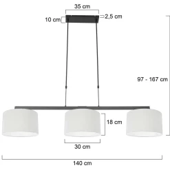 Steinhauer Hanglamp Stang 3-Lichts Grof Linnen Wit