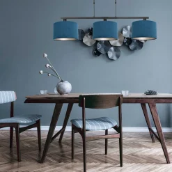 Steinhauer Hanglamp Stang 3-Lichts Velours Blauw