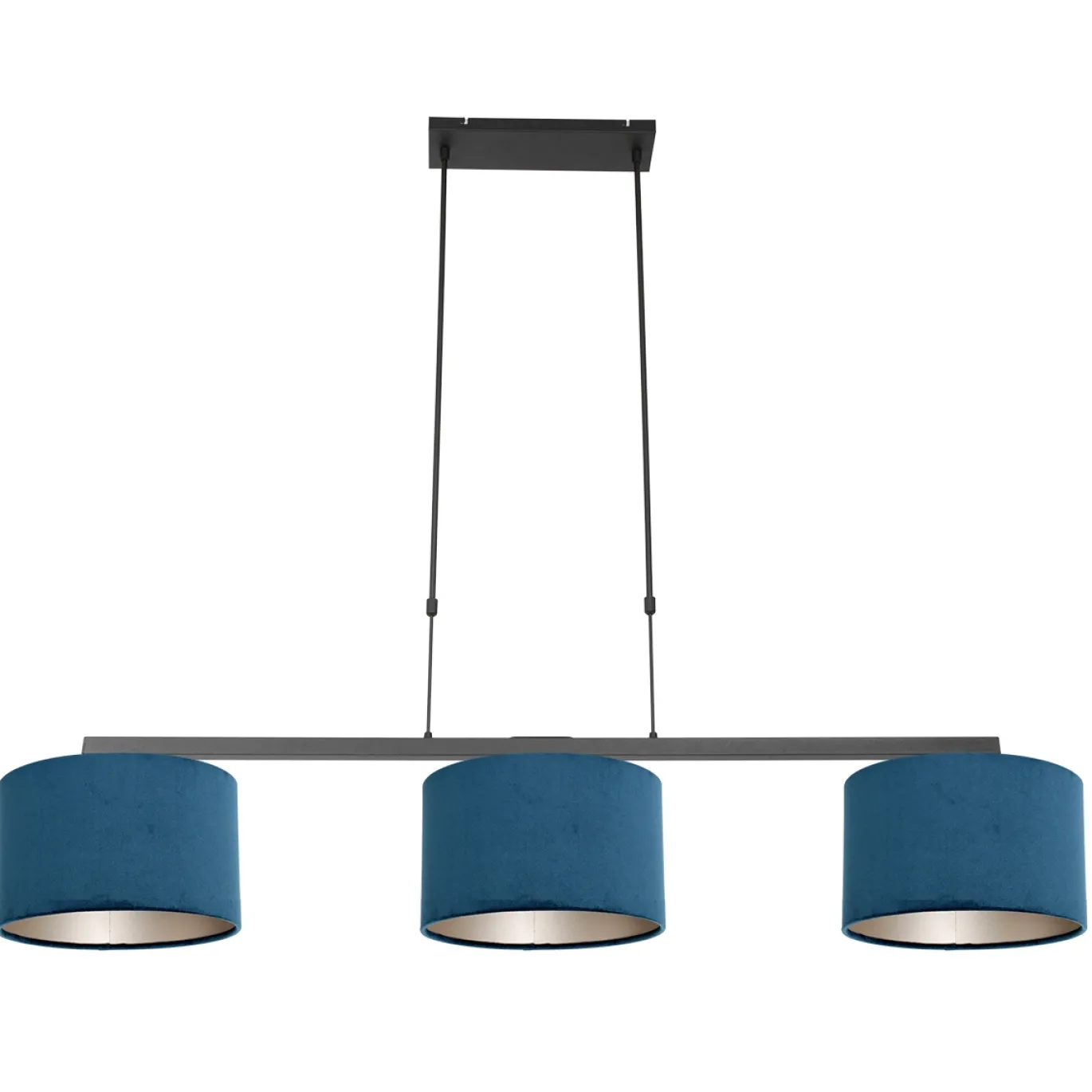 Steinhauer Hanglamp Stang 3-Lichts Velours Blauw