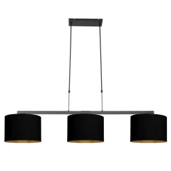 Steinhauer Hanglamp Stang 3-Lichts Linnen Zwart/Goud