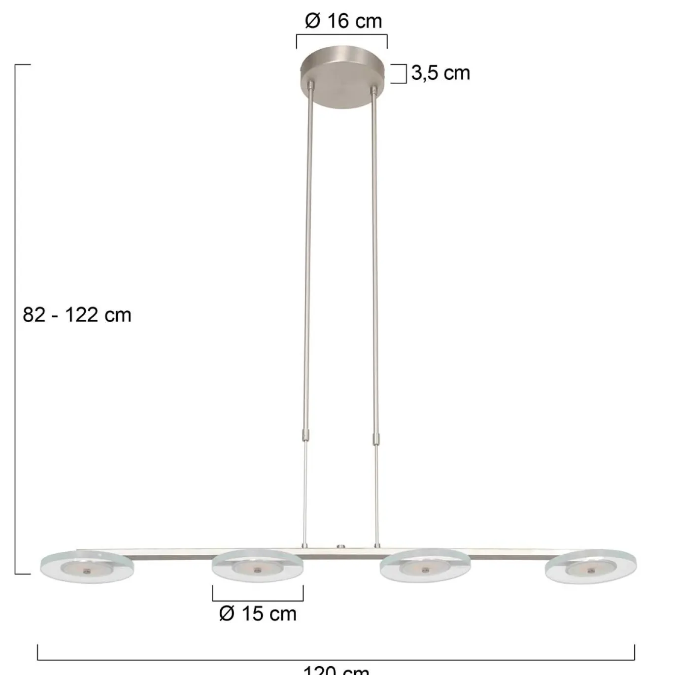 Steinhauer Hanglamp Turound Grijs 4-Lichts