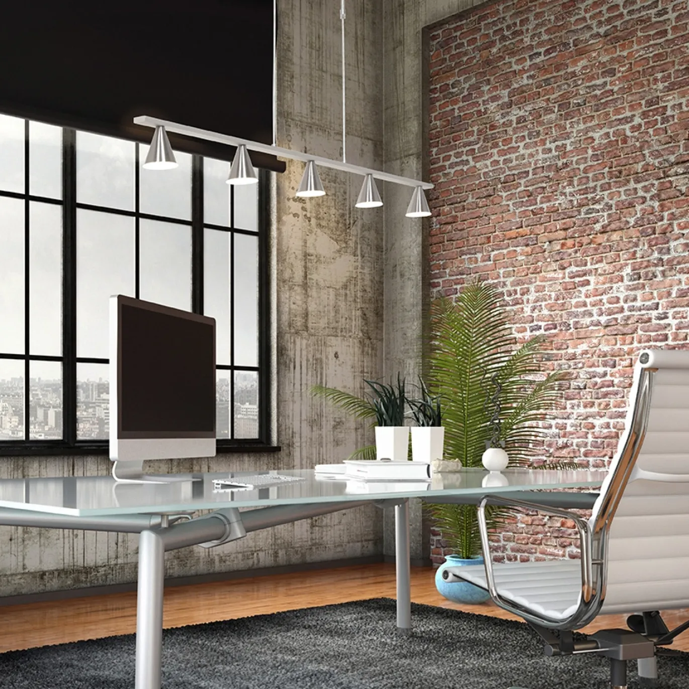 Steinhauer Hanglamp Vortex 5-Lichts Grijs