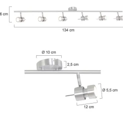 Steinhauer Natasja LED Plafondspot Staal 6-lichts 134cm