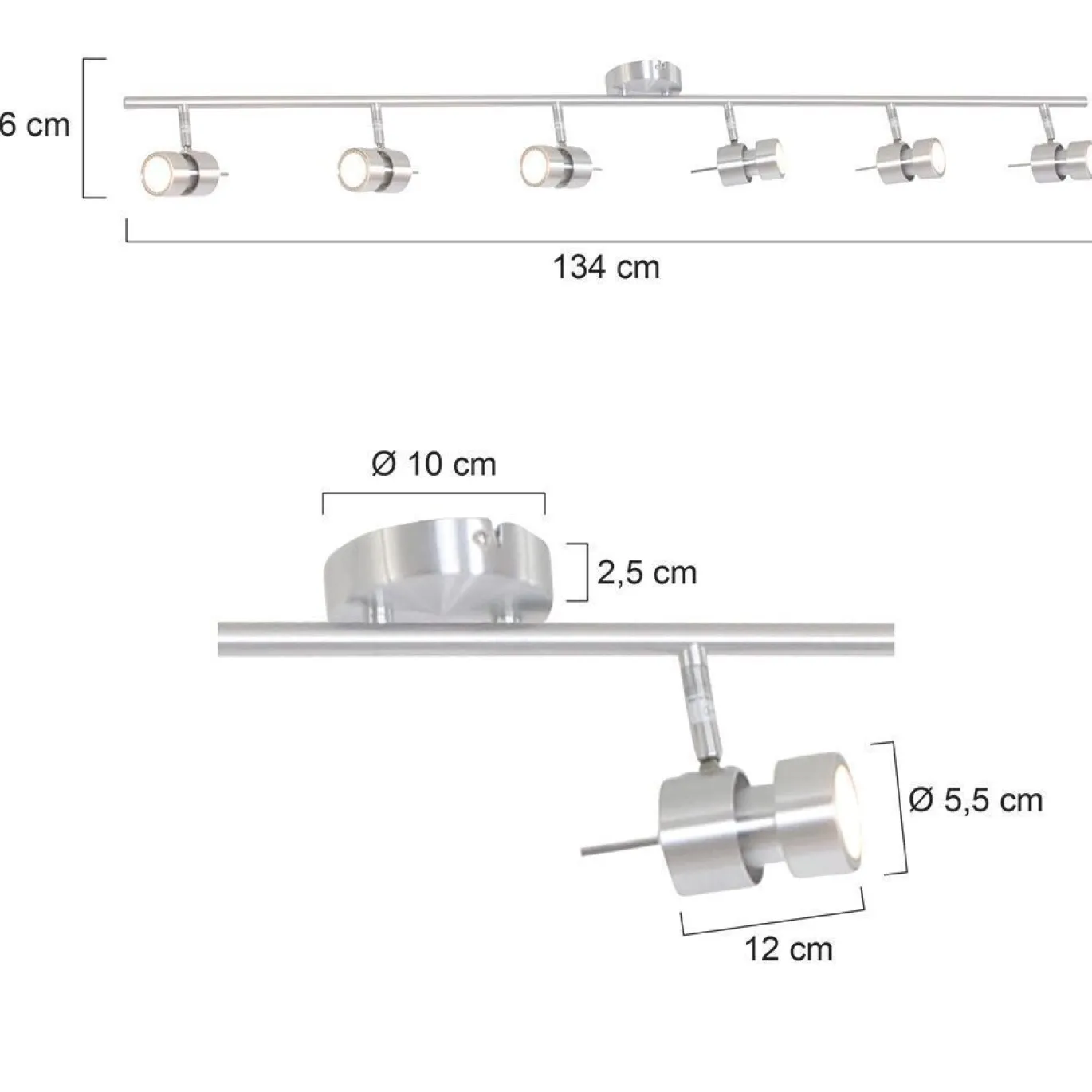 Steinhauer Natasja LED Plafondspot Staal 6-lichts 134cm