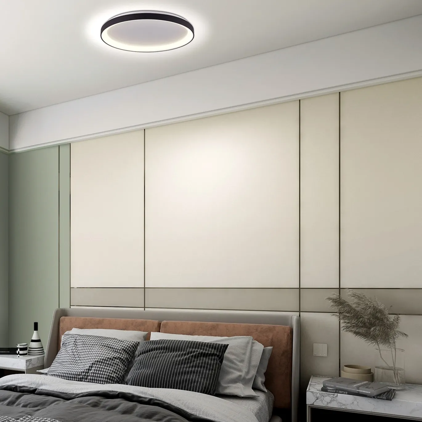 Steinhauer Plafondlamp Ringlede Dun Zwart Ø28cm